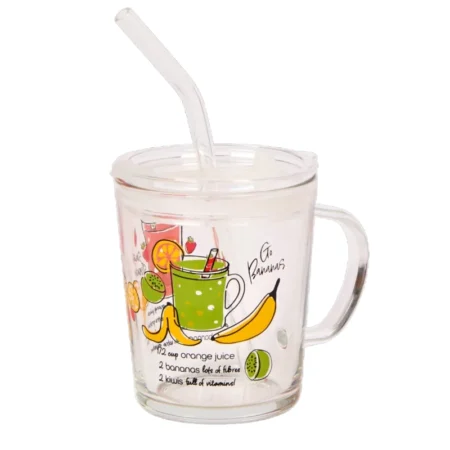 Mug verre avec Paille et couvercle